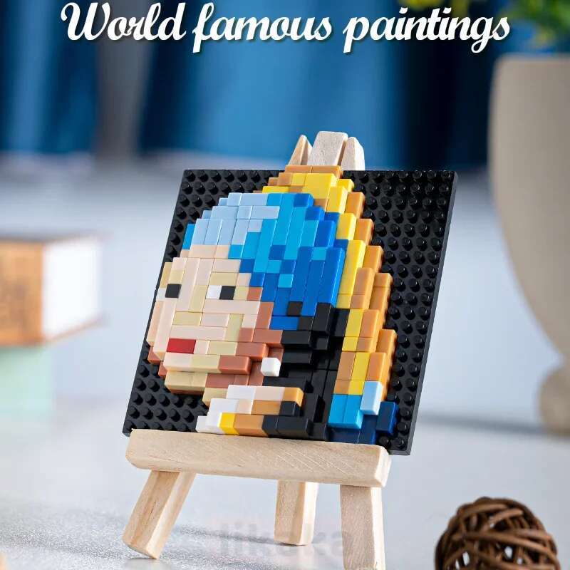3D Pixel Art Famous Paintings Building Creative Van Gogh Starry Sky Micro Bloc DIY Toys Children's Gift Home Decoration