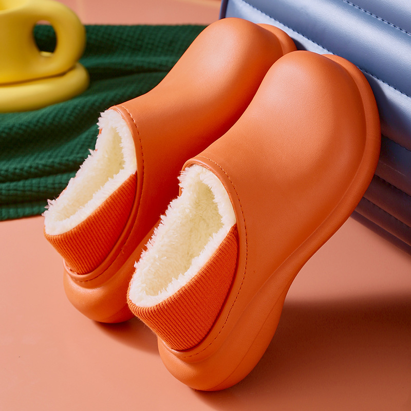 Women Comwarm New Winter Soft Fluffy Waterproof Cotton Shoes For Home Thick Sole Slippers Cozy Warm Flats Non-Slip Shoe