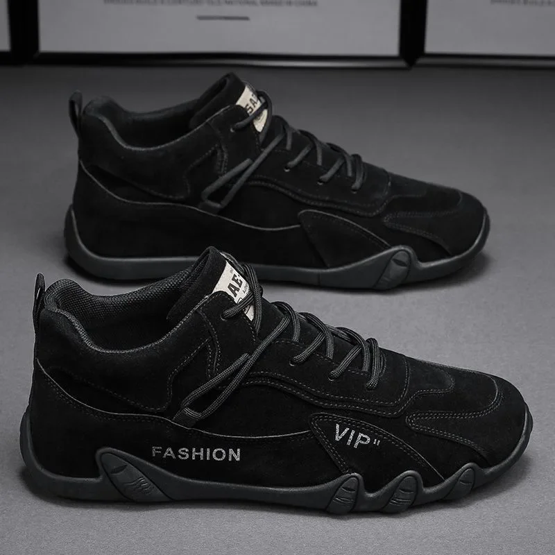 2025 new Lightweight Men's Casual Shoes Ankle Boots Designer Winter Plush Trend Men Loafers Lace Up Non-slip Male Sneakers zhanyishengli