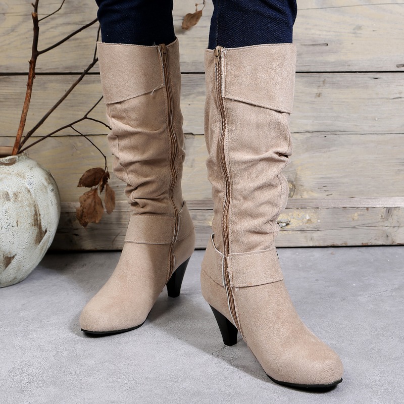 Heels Knee High Gladiator Boots Suede Pointed Toe Elegant Winter Pumps Shoes 2024 New Goth Women Sexy Botas Fashion