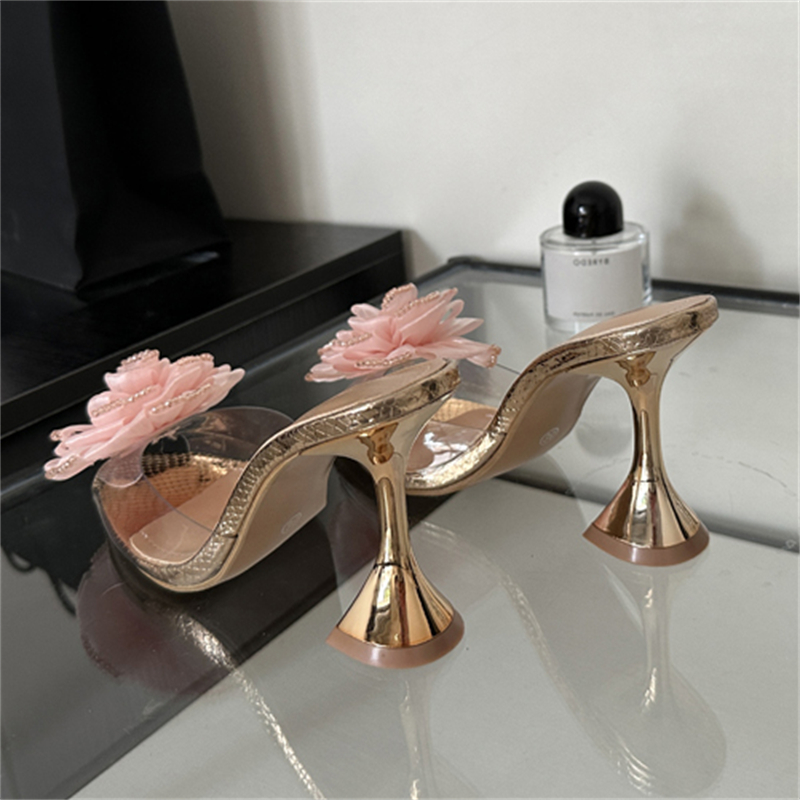 Eilyken PVC Transparent Women Slippers Pumps Designer Wedding Party Pointed Toe High Heels Sandals Spring Ladies Shoes 981c