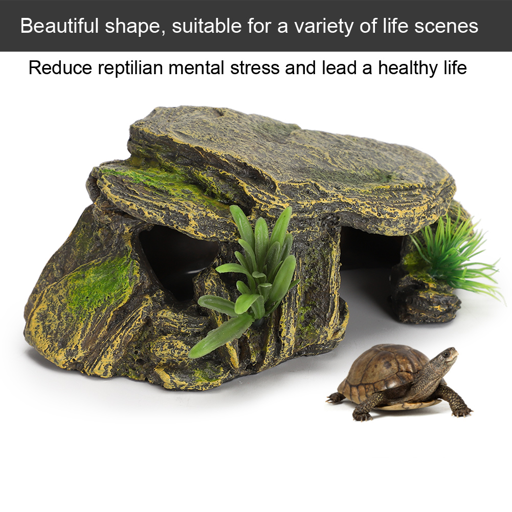 Turtle Reptile Habitat Hiding Caves Aquarium Fish Tank Amphibious Vivid Safe Shelters
