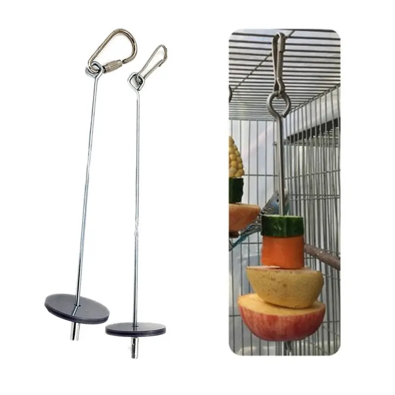 Pet Parrots Birds Food Holder Support Stainless Steel Fruits Spear Vegetable Skewer Tool Metal Bird Skewer Feeder