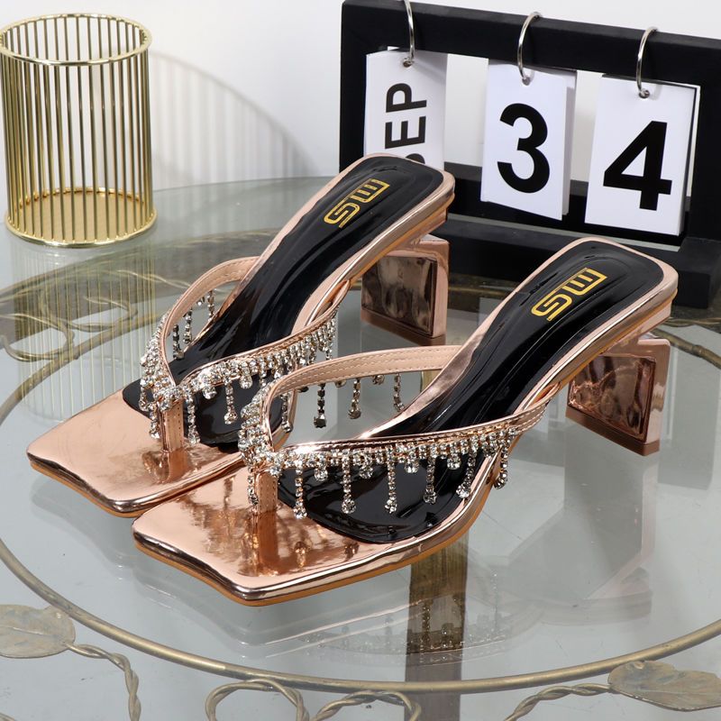 High 2023 Heels Women Sandals Outer Wear New Elegant Woman Heeled Female Pumps Open-Toed Women's Shoes Summer 's