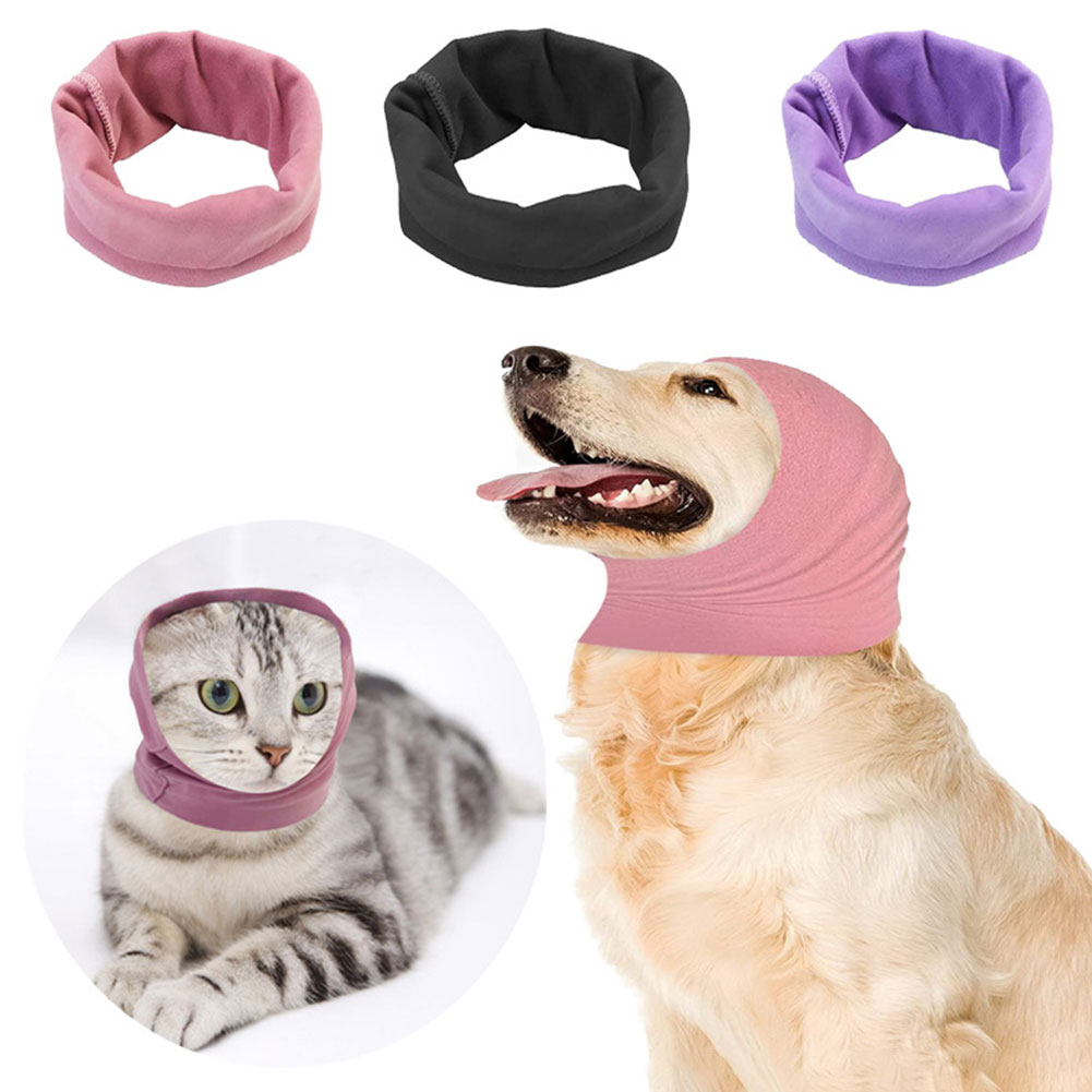 Calming Dog Ears Cover Pet Grooming Helper Breathable Dog Headscarf Anti-shock Noise-proof Earmuff Dog Head Wrap Decompress Tool