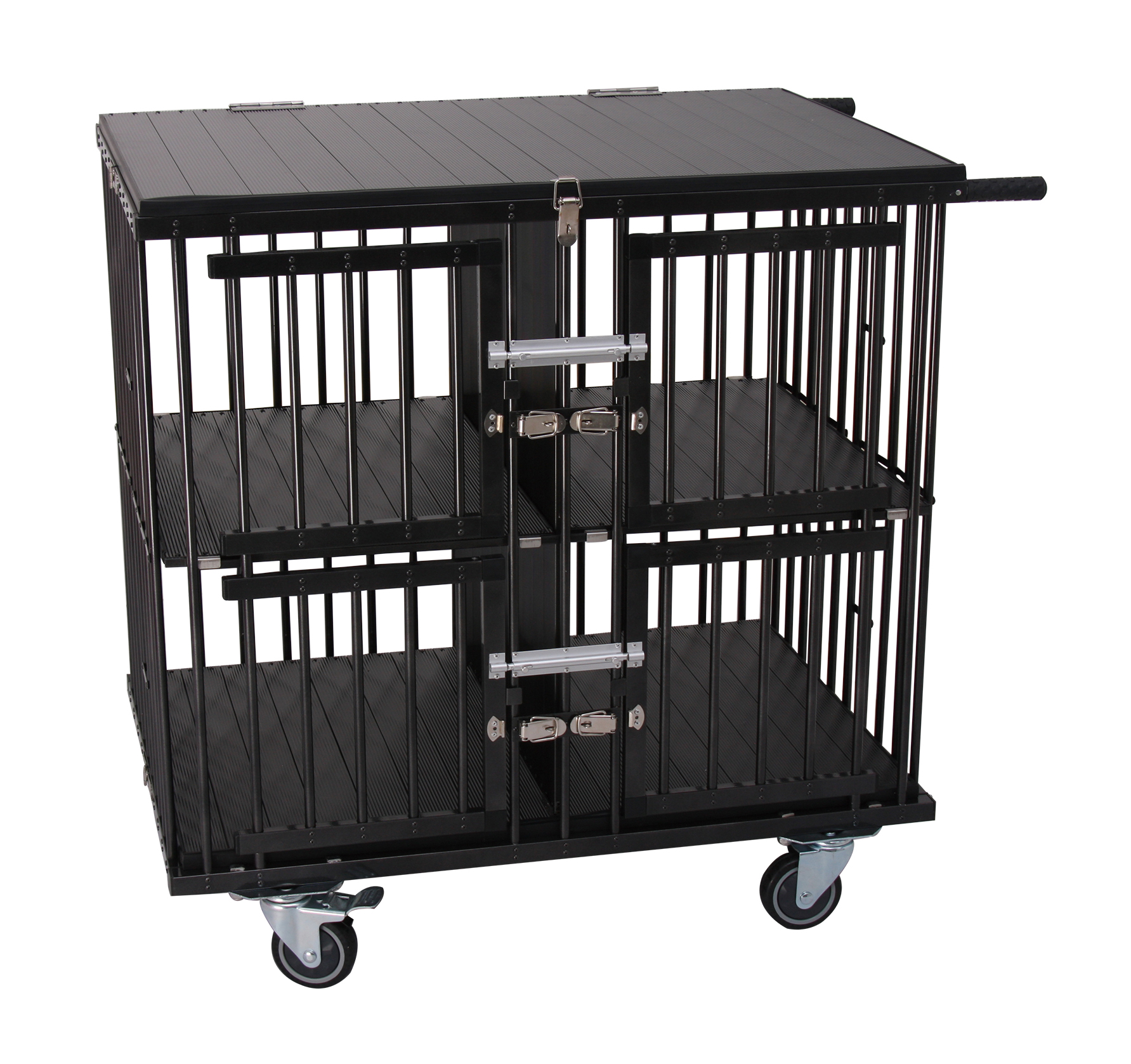 HF professional small pet cage Movable cage trolley pet carrier Aluminum Dog Handled pet cages