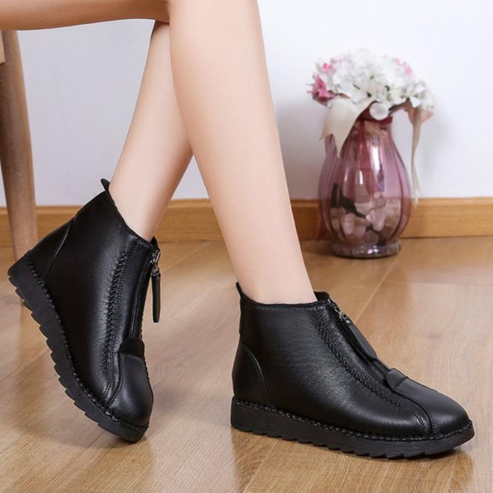 Winter Autumn New Trade Women's Single Boot Large Leopard Print Front Zipper Square Heel Short Boots atillas Muje Plus Size42 249d s