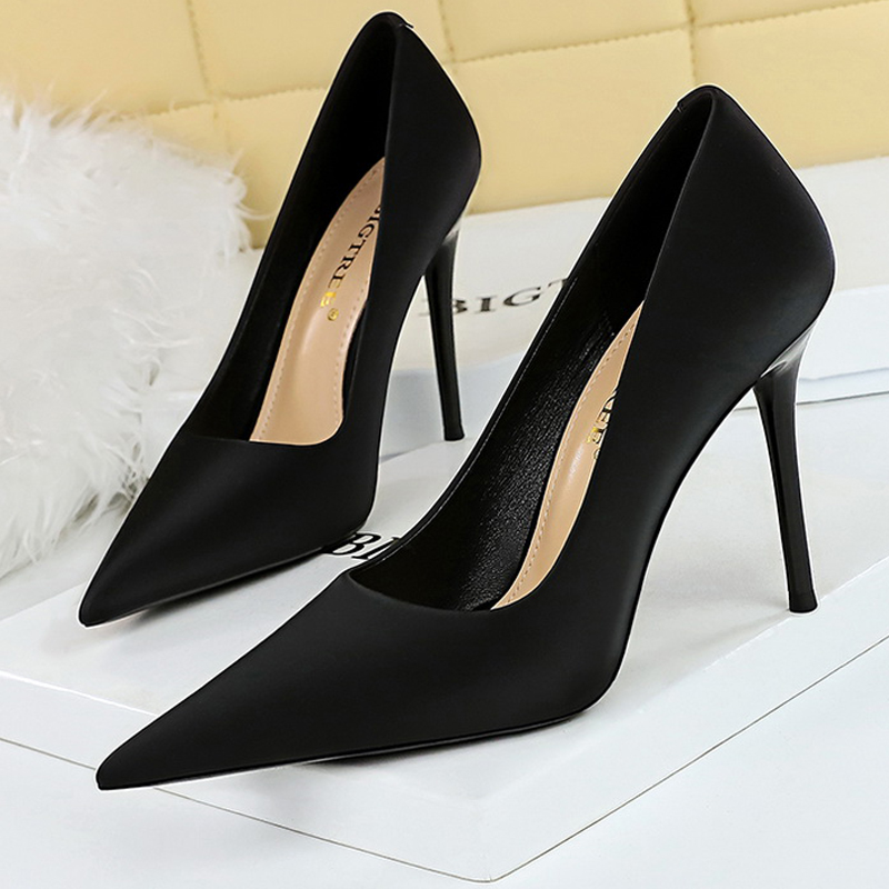 BIGTREE Shoes 2024 New Women Pumps Pointed High Heels Stilettos 10 Cm Silks Satins Ladies Heels Sexy Party Shoes Wedding Shoes