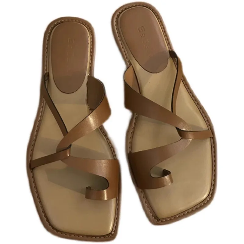 Sandals Women Summer New Korean Version Clip Toe Flip Flops Outdoor Fashion Flat Casual Non-slip Sandals Female Beach Mules
