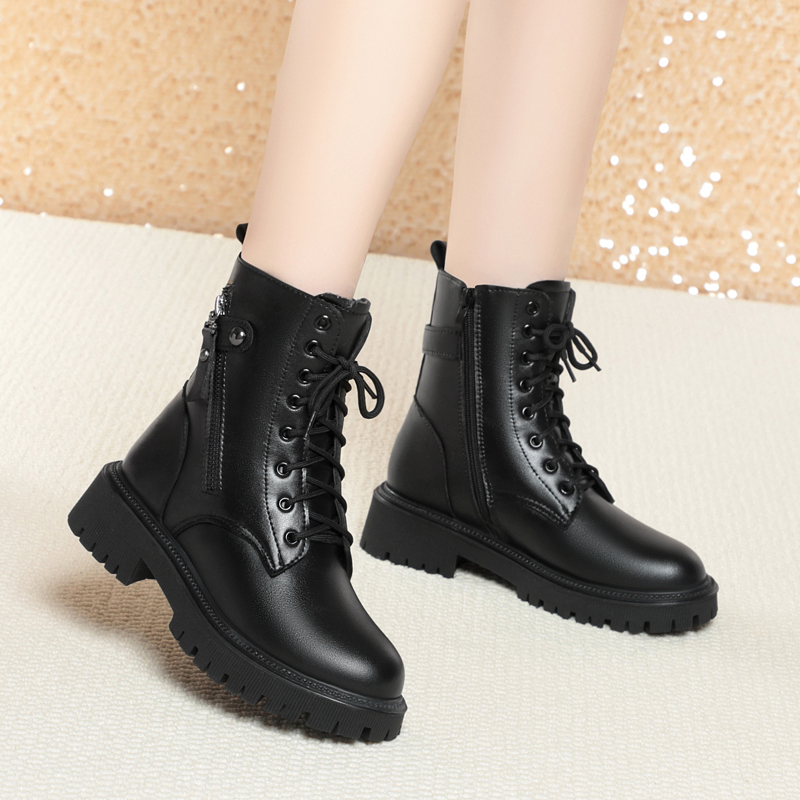 AIYUQI Winter Boots Women Natural Wool 2024 New Genuine Leather Anti Slip Women Biker Boots Large Size Warm Women Ankle Boots