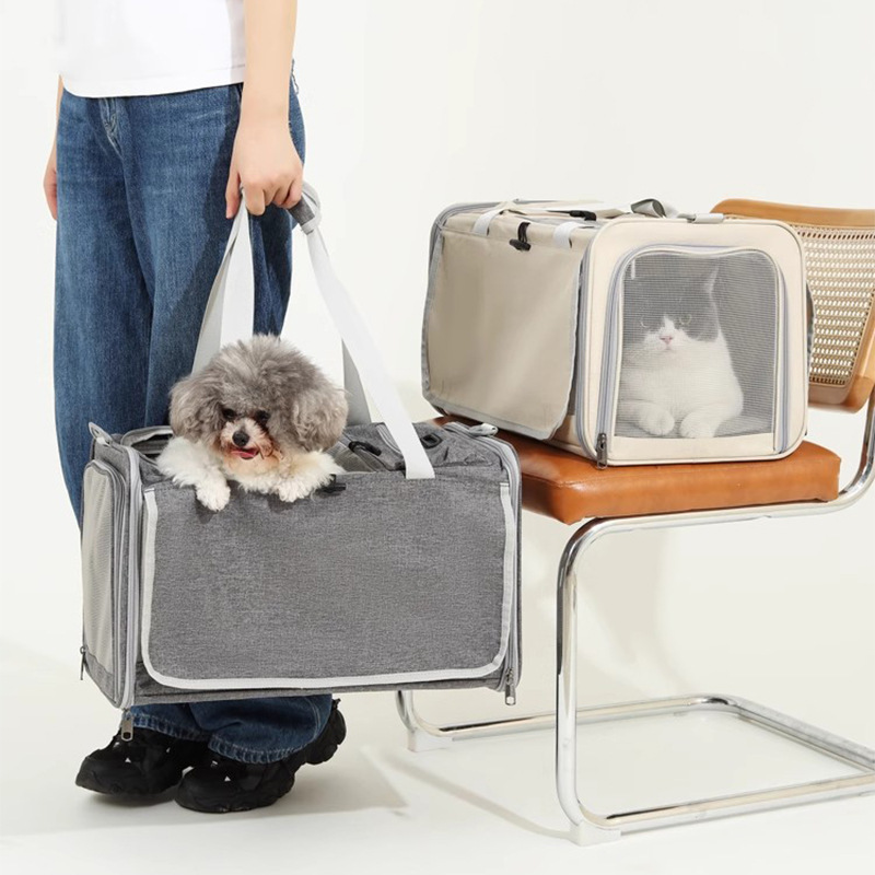Pet Bag Portable Bag for Outings Foldable Car Shoulder Portable Cat Bag Large Capacity Two Cat Outing Bag