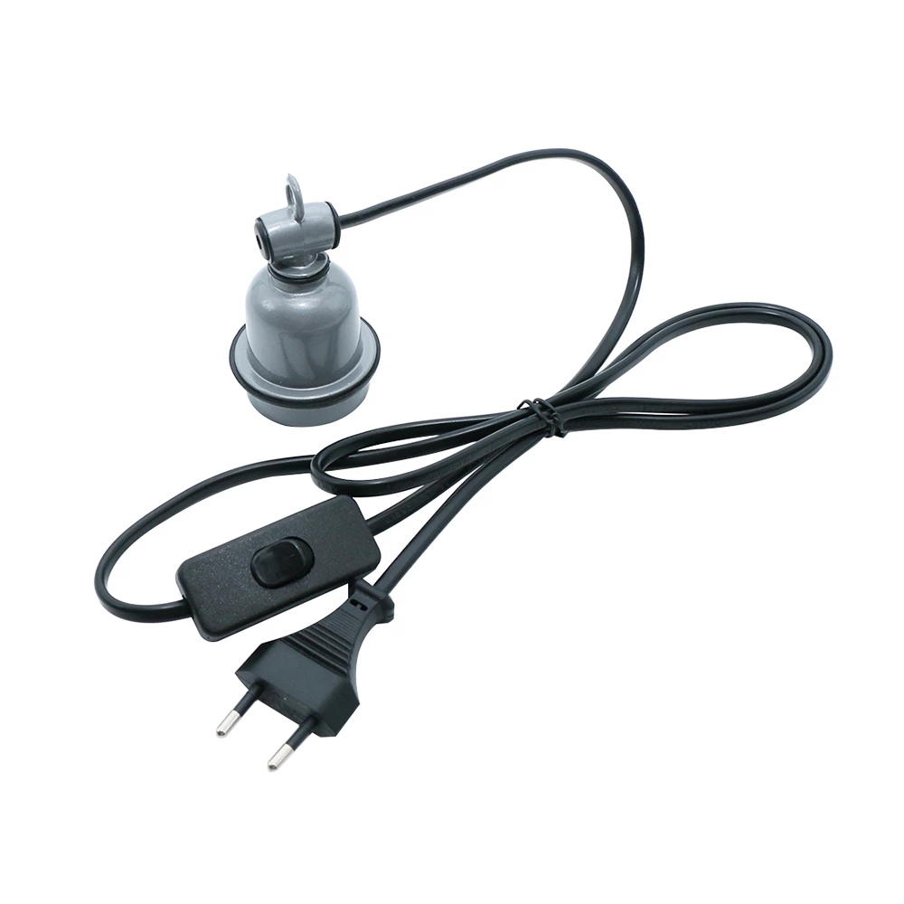 Farm Breeding Power Cord Cable E27 Ceramic Reptile Heating Lamp Holders Base EU Hanging Light Fixture Socket Adapter With Switch
