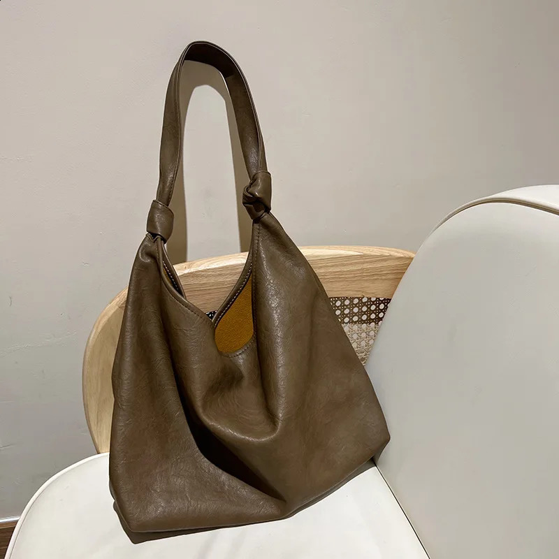 Shoulder Bags for Women Large Hobo Shopper Bag Solid Color Quality Soft Leather Crossbody Handbag Lady Travel Tote Bag 240902