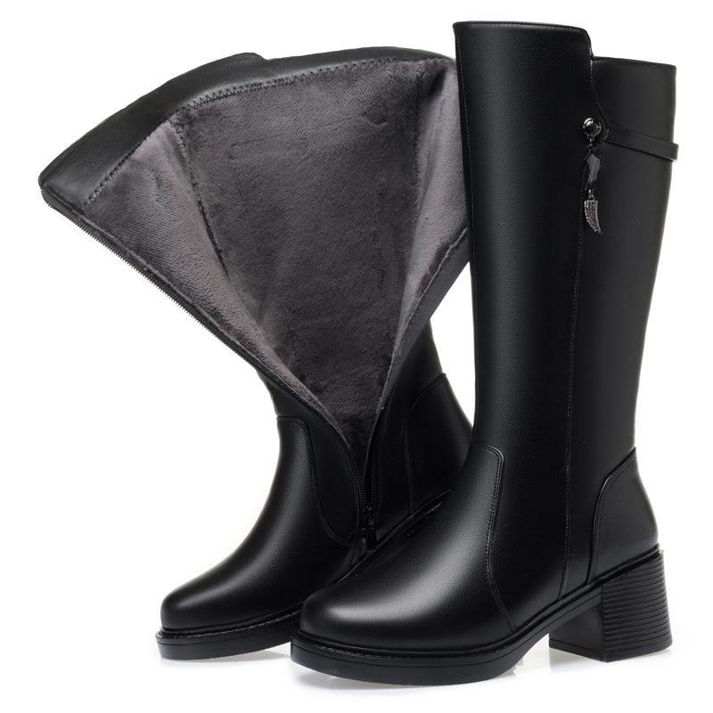 AIYUQI Women's Boots Genuine Leather 2024 New Large Size Women Winter Boots Non-slip Warm Natural Wool High Boots Women