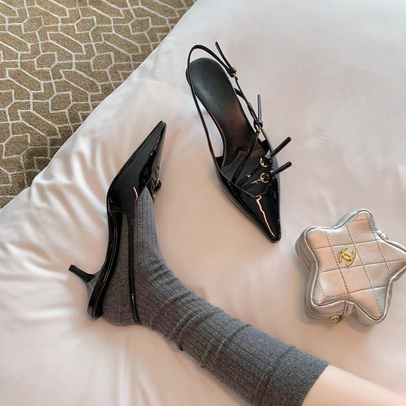 Fashion Patent Leather Square toe Women Pumps Sexy Narrow band Slingbacks 6cm High heels Elegant Spring Summer Office Lady Shoes