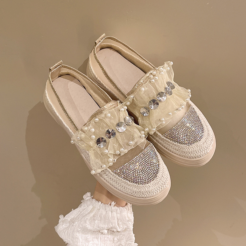 Women's Korean version versatile flat bottomed one foot fisherman shoes with mesh breathable single shoes
