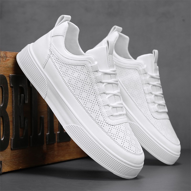 Mens Shoes Leather Sneakers Summer Men's Casual Skateboard Luxury Elastic Band Platform Shoes for Men Walking Loafers Tennis