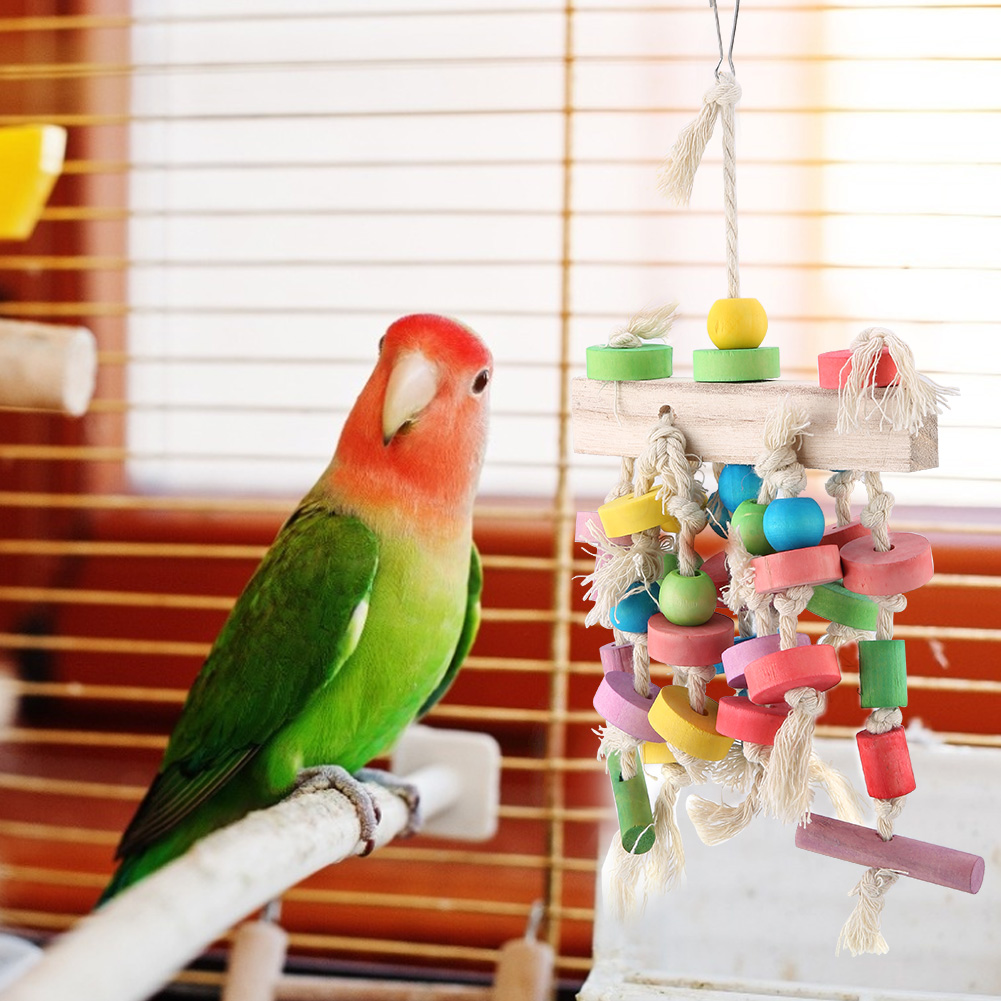 Wood Parrot Toy, Pet Bird Chewing, Funny Swing, Hanging Ladder, Climbing Supply