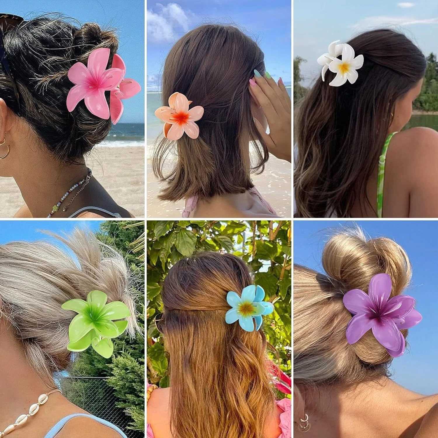 6pcs Fashion Egg Flower Hair Clips Women Bohemia Style Colorful Hairpin Flowers Hair Claw Beach Vacation Girls Hair AccessoriesY240902