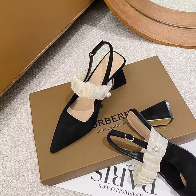 2025 new New Summer Fashion Women's Sandals Pointed Pumps Women Office Dress Shoes Sexy Square Heel High Heels bd93 s