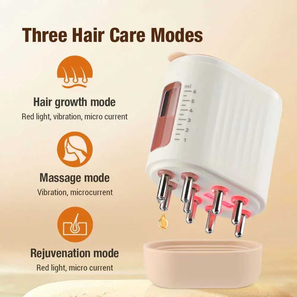 Microcurrent Head Scalp Massager 625nm LED Light Therapy Vibration Massage Comb Medicine Liquid Oil Applicator Hair Growth Comb Y240902