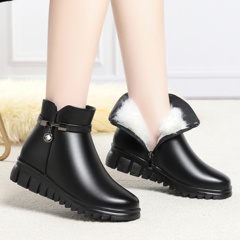 AIYUQI Women's Winter Boots 2024 New Large Size Mom Boots Flat Non-Slip Women's Snow Boots