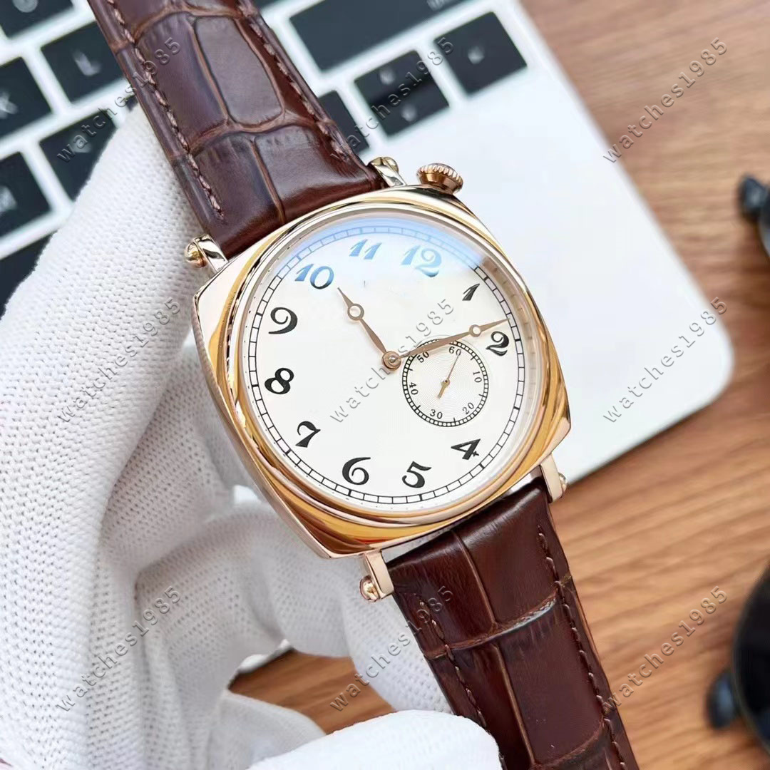 Cleverly designed square classic timeless unique style Men's Simple 2-pin watch Automatic mechanical movement 316L steel case real cowhide diameter 40mm