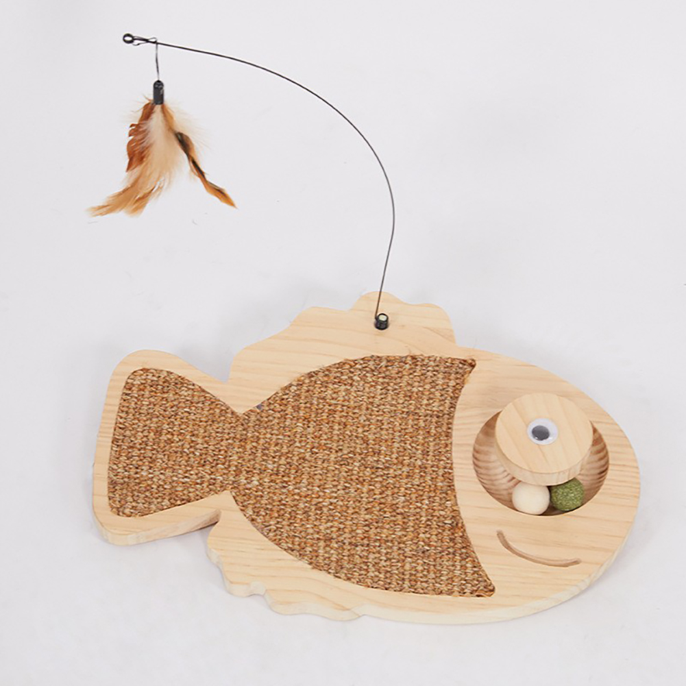 Cat Scratcher Natural Sisal Cat Scratch Pad With Kitten Interactive Toy, Catnip Balls and Cat Toy Roller Cat Scratch Mat for Cat