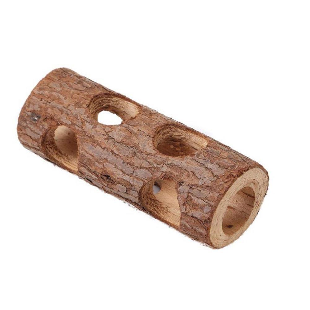 Natural Wooden Forest Hollow Tree Trunk Tunnel Tube Toy Hamster Tunnel Wood Hideout Pet Chew Toy for Small Animals Hamsters Mice