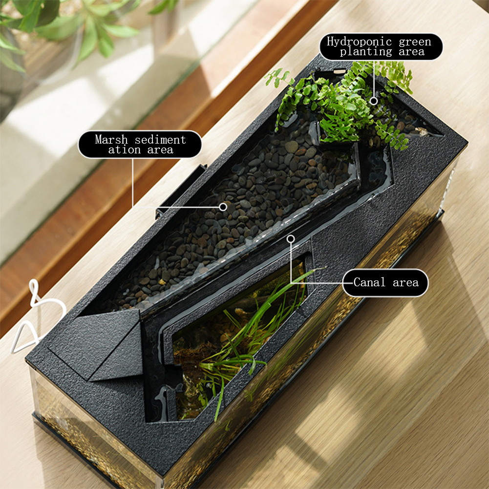 Small Fish Tank Aquarium Tank Build-in Light Water Pump Ecological Cycle System Acrylic Rectangular Fish Tank For Living Room
