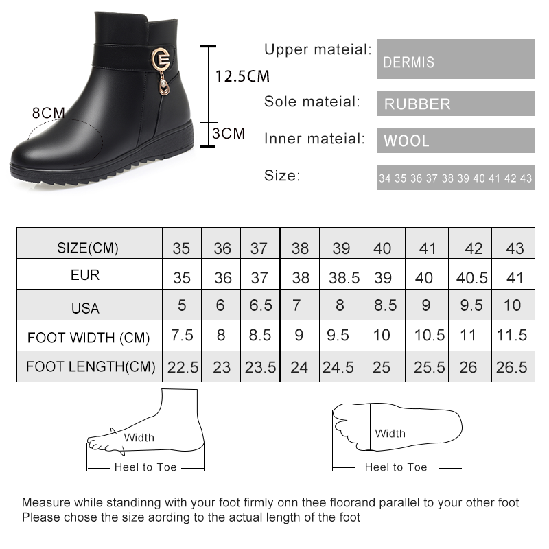 AIYUQI Snow Boots For Women 2024 New Genuine Leather Warm Wool Winter Boots forfemale Flat Bottom Large Size Non slip Mom Bots
