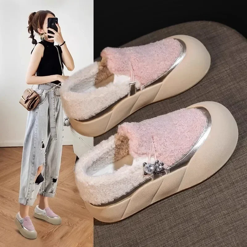 Cotton Warm Sneakers Short Plush Slip-On Platform for Women Casual Vulcanized Flats Shoes atos De New Mujer 2024 fdc9