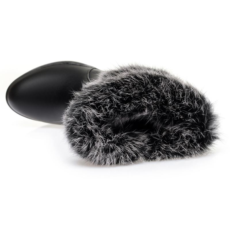 AIYUQI Women Boots Winter Dress 2024 New Genuine Leather High Heel Women Half Boots Wool Rabbit Fur Snow Boots Ladies