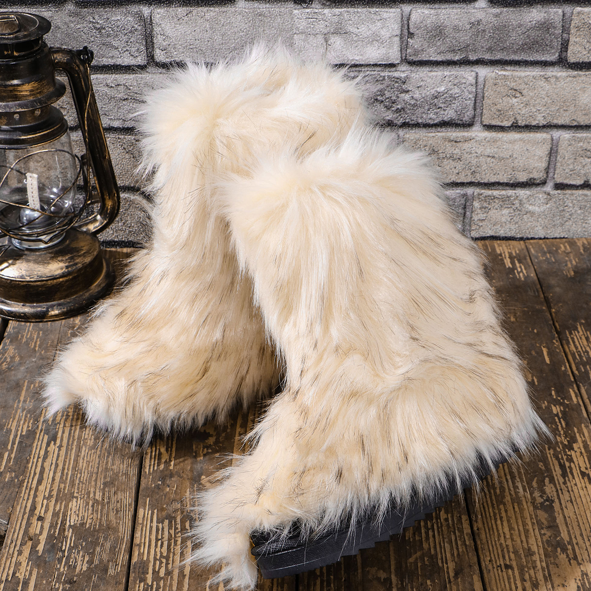 Winter Women's Snow Outdoor Furry Faux Fox Fur New Fashion Boots WomanPlush Warm Platform Shoes Bottes fe0a