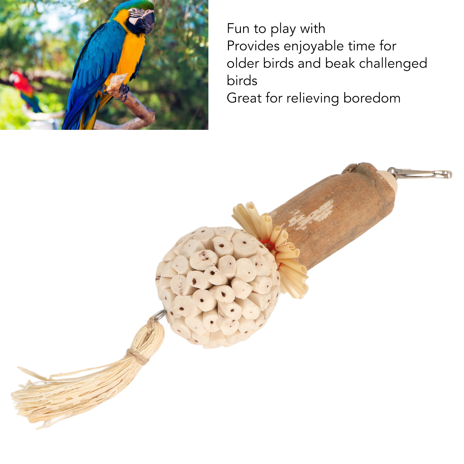 Sola Stick Bird Toys Fun Interactive Soft Ball Log Sola Wood Corn Leaf Silk Relieve Boredom Parrot Chew Toys