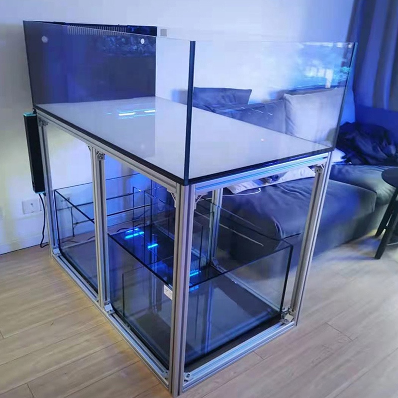 LANGLE Factory Aluminum Alloy Material Aquarium Fish Tank Stand Tank for Restaurant Fish Aquarium Tank Large Glass Workbench