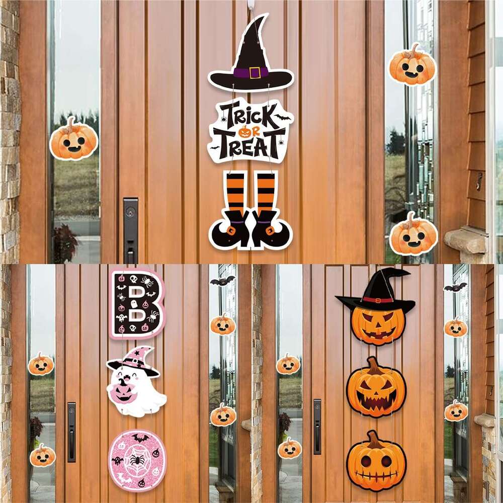 Door Hanging Pendents Decors Pumpkin Bat Happy Halloween Ghost Horror Party Decorations for Home 2024