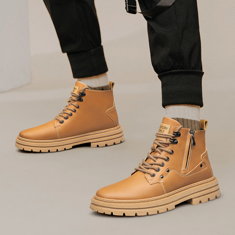 Men Boots Elevator Shoes High Quality Zip Leather Boots Hidden Heels Heightening Shoes Man Increase Insole 7cm Masculino Taller