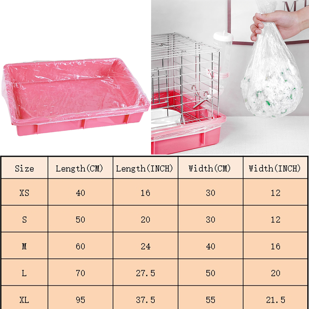 10pcs Durable Disposable Pet Tray Cover Transparent Elastic Film Cover XS/S/M/L/XL Rectangular Bird Cage Tray for Dog Cat