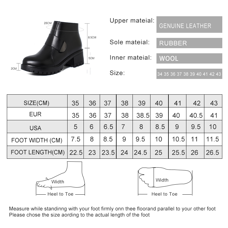 Women Winter Shoes Boots Genuine Leather 2024 New Natural Wool Short Boots Women Chunky Non-slip Mid-heel Women's Marton Boots