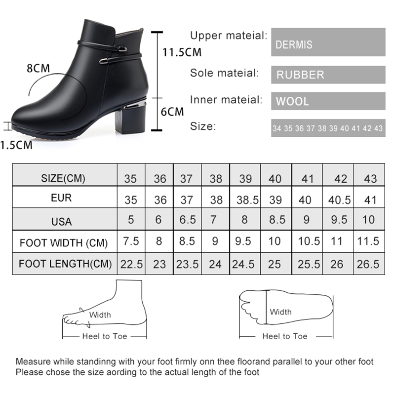 Ankle AIYUQI High Heels 2024 Winter New Genuine Leather Short Boots Warm Wool Booties Women 7bc3