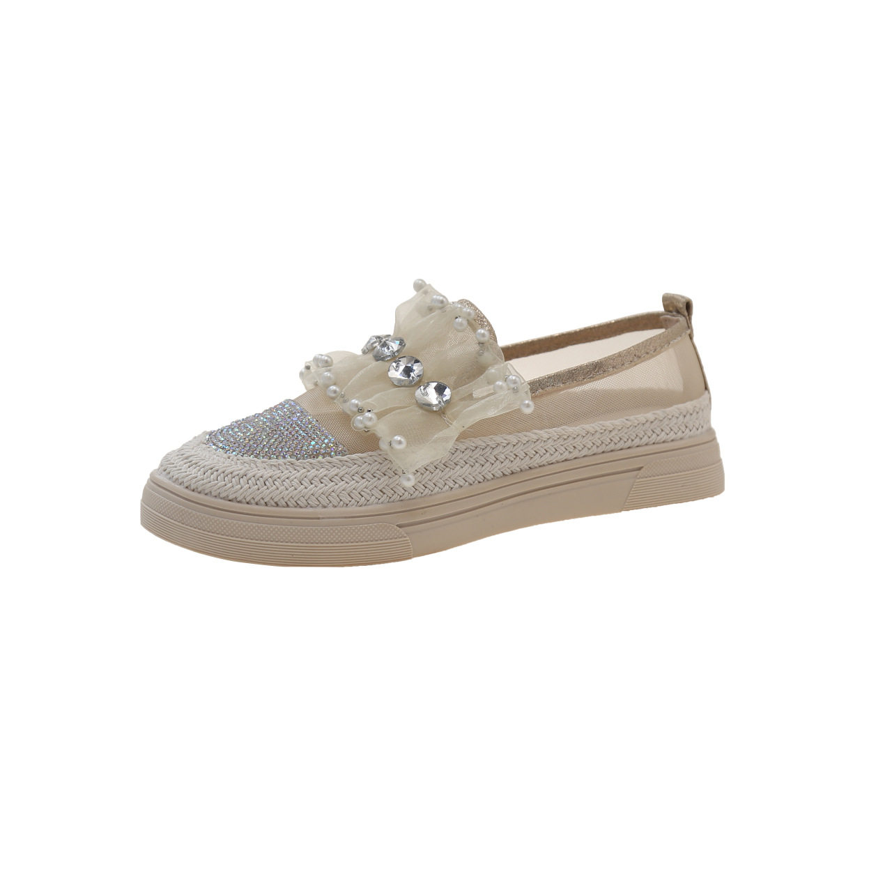 Women's Korean version versatile flat bottomed one foot fisherman shoes with mesh breathable single shoes