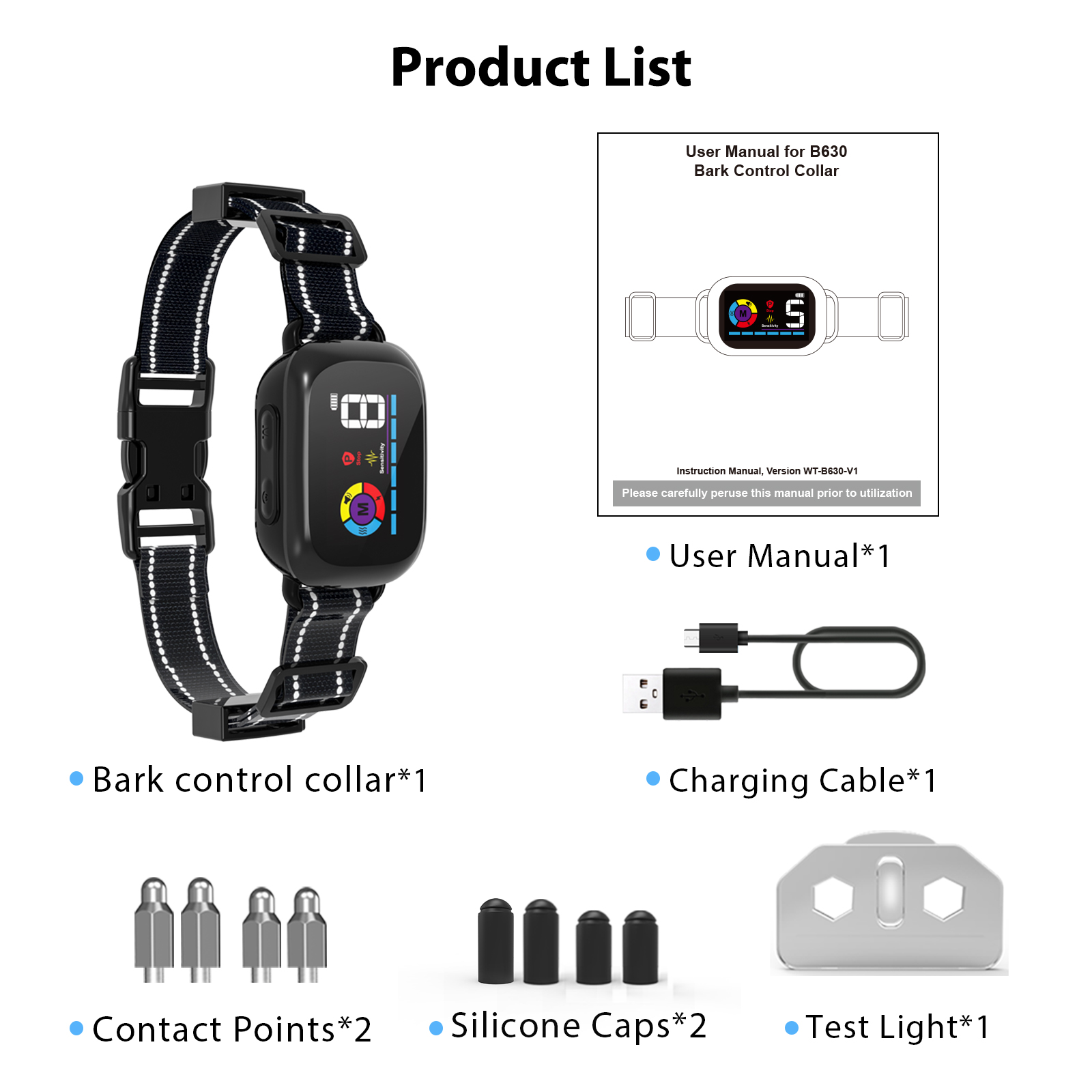Warning Record And Silent Mode Smart Anti Bark Collar Customized Waterproof Bark Control Collar with 5 Training Mode