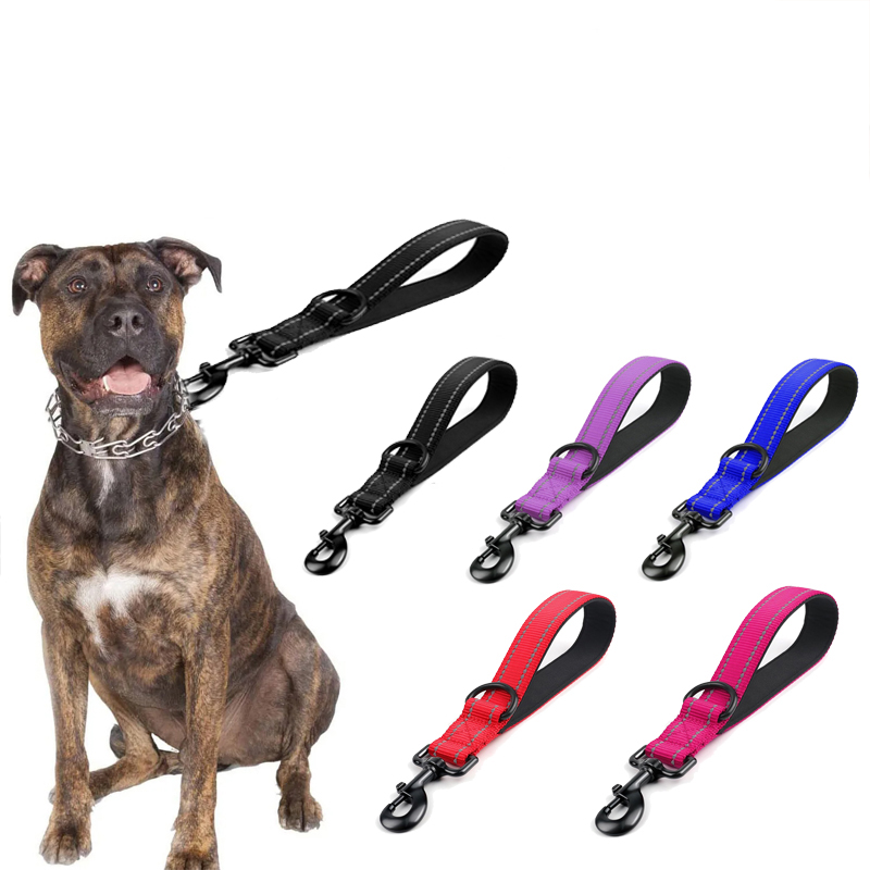 30/45/60cm Dog Rope Short Dog Lead Nylon Reflective Big Dog Training Leash With Zinc Alloy Lock Lockable 360 Degree Rotation