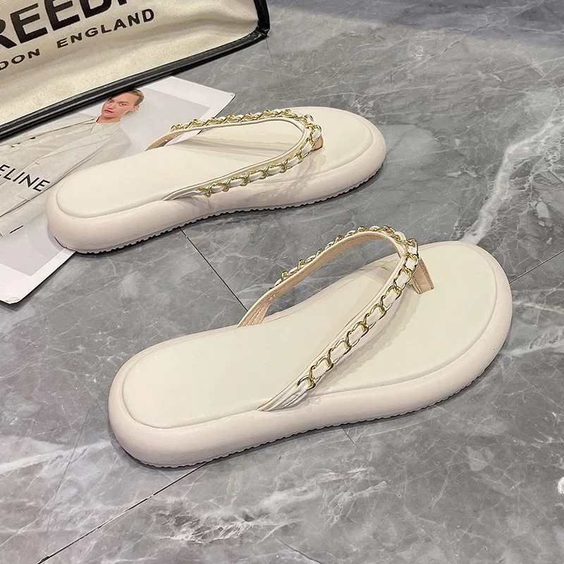 Women Summer Flat Thick Sole Sandals Flip Flops Fashion Clip Toe Platform Slippers Woman Lightweight Non Slip Beach Sandals