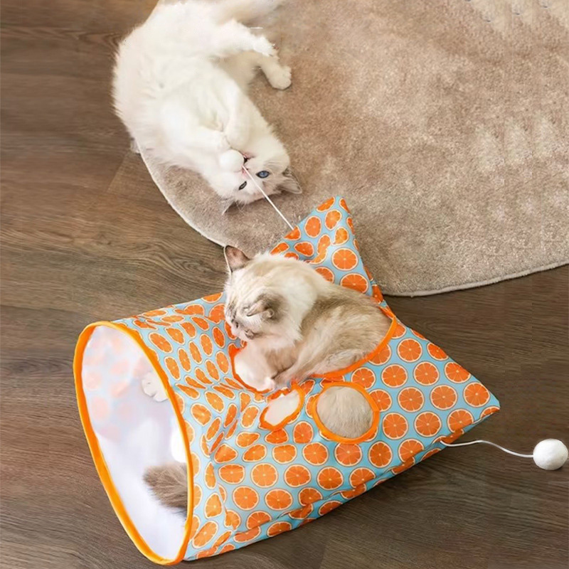 ḀFoldable Cat Tunnel Interactive Toy Drill Bag Cat Tunnel Rolling Mouse with Noise Paper Cat Drill Hole Cat Interactive Play