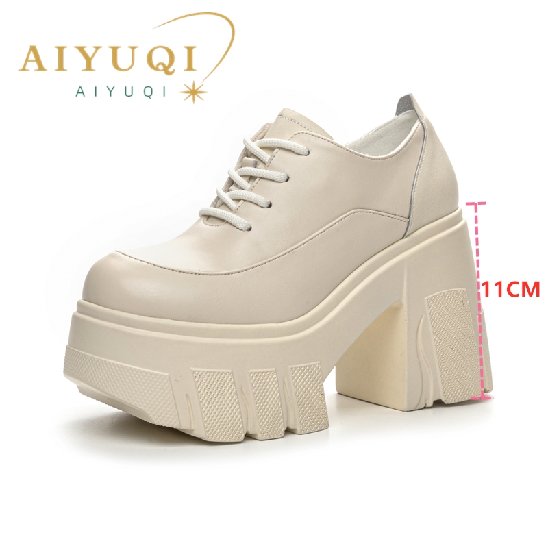 AIYUQI High Heels Women 2024 New Genuine Leather Lace-up Fashion Women Shoes 11cm Heels Platform Spring Shoes Women