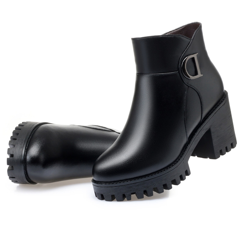 AIYUQI Booties 2024 New Genuine Leather Platform Heel Riding Boots Horse Wool Warm Winter Women Fashion High Heel Boots Banquet
