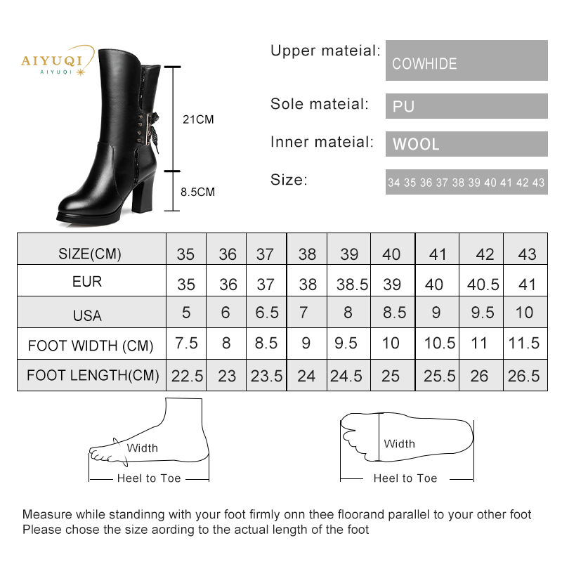 AIYUQI Women Boots Wool 2024 New Genuine Leather Genuine Leather Winter Bots Women High Heel Motorcycle Boots Women