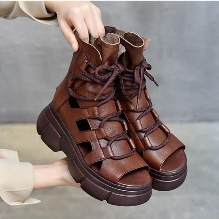 Summer New Hollowed-out Breathable Thin Roman Women High-heeled Sandals Wedge Platform New Gladiator Shoes c561